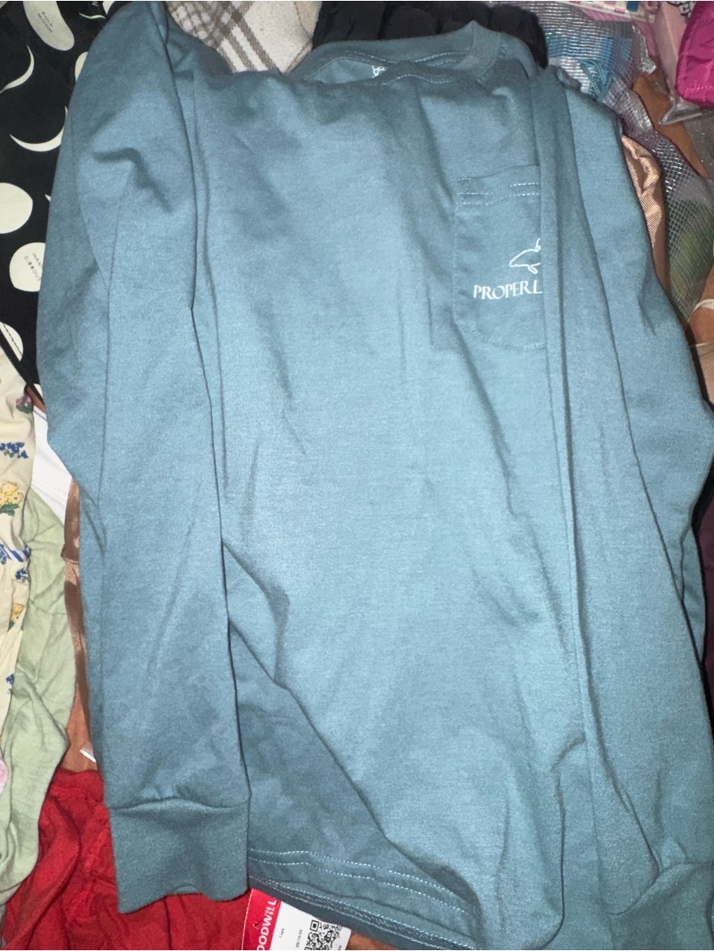 Properly Kids' Long Sleeve Pocket Tee — Slate Blue